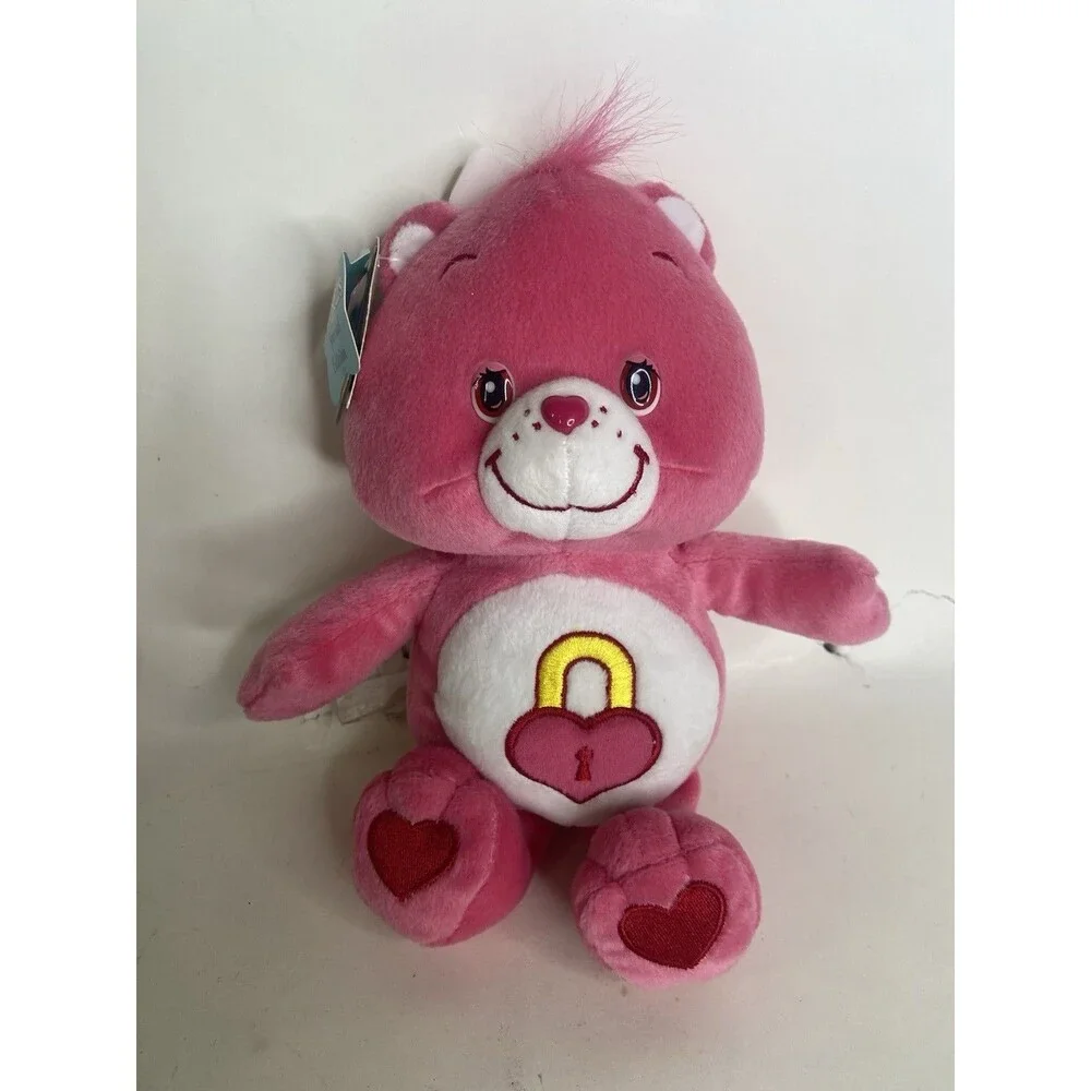Care Bears Secret Bear Pink Plush Stuffed Animal Toy 2004 Toy Lock Valentine